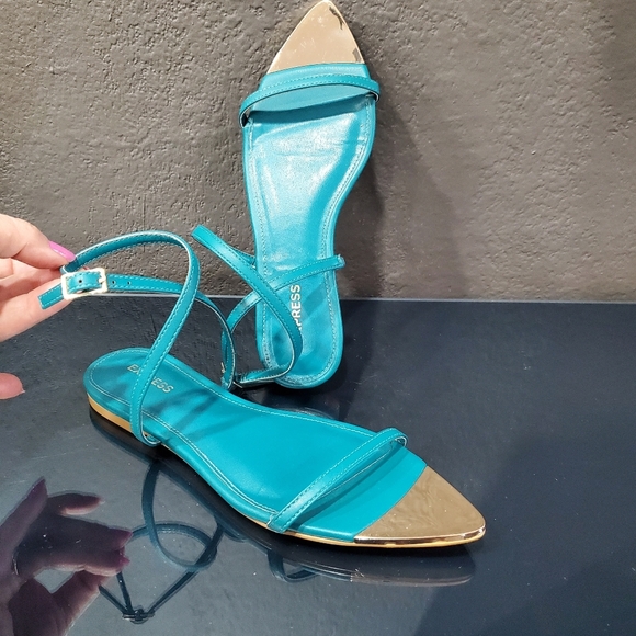 Express Teal Strappy Women's Sandals - Picture 4 of 6